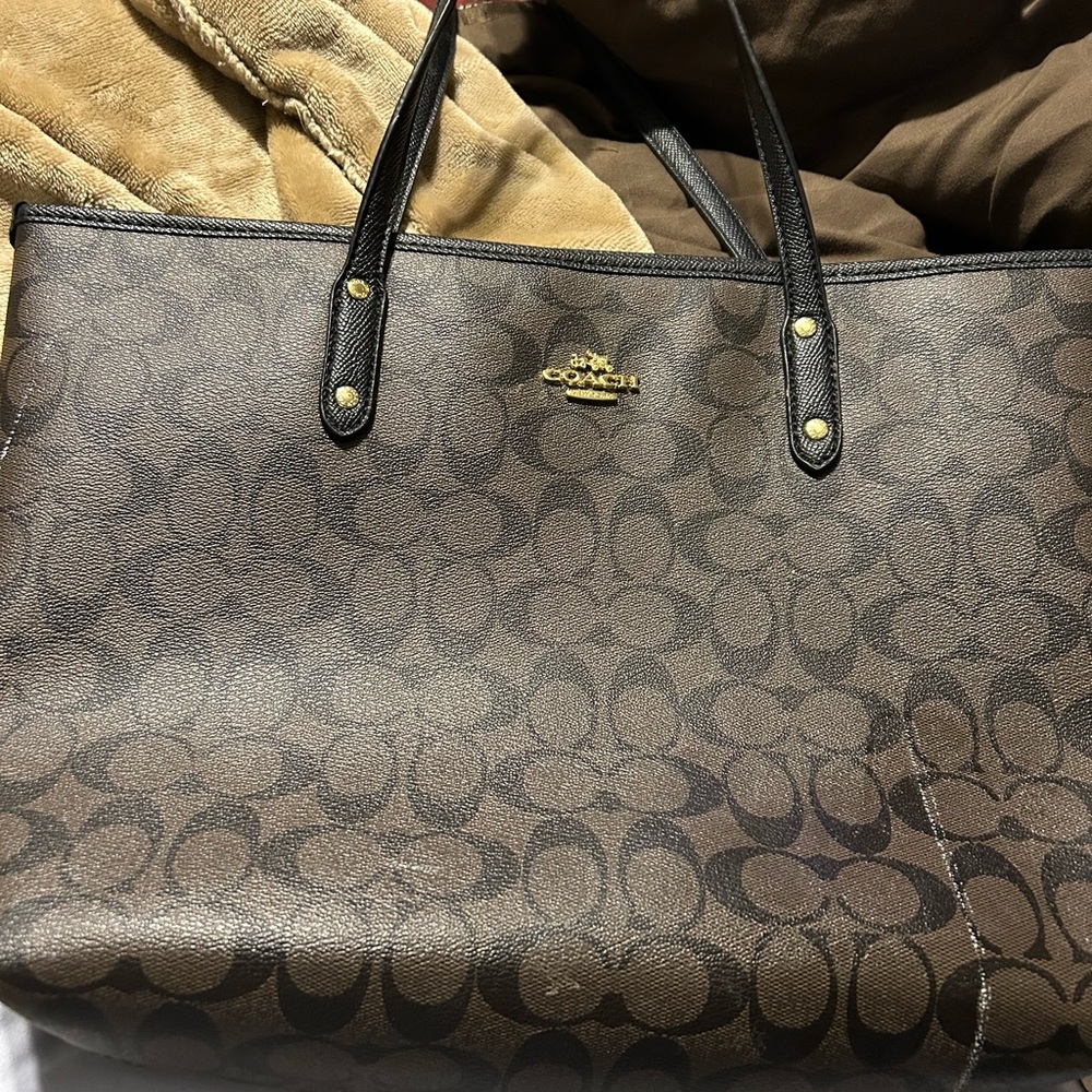 Coach Black and Brown Signature Tote